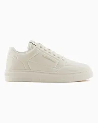 Emporio Armani OFFICIAL STORE Sneakers In Pelle Con Dettagli Termoformati Bianco