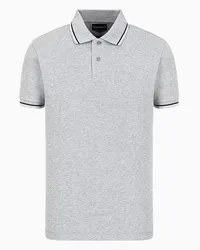 Emporio Armani OFFICIAL STORE Polo Slim Fit In Piquet Stretch Con Micro Eagle Grigio