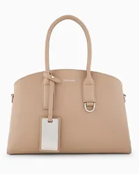 Emporio Armani OFFICIAL STORE Borsa A Mano Media In Pelle Rigenerata Icon Asv Beige