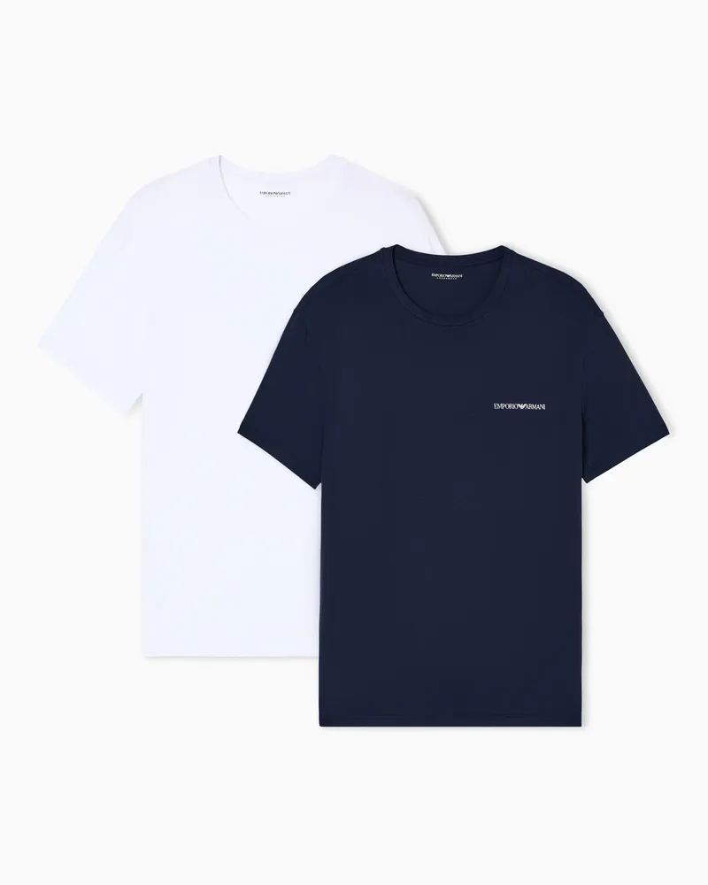 Emporio Armani Pack 2 T-shirt loungewear in jersey di viscosa ASV Blu