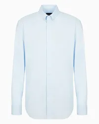 Emporio Armani OFFICIAL STORE Camicia In Popeline Di Cotone Stretch Azzurro