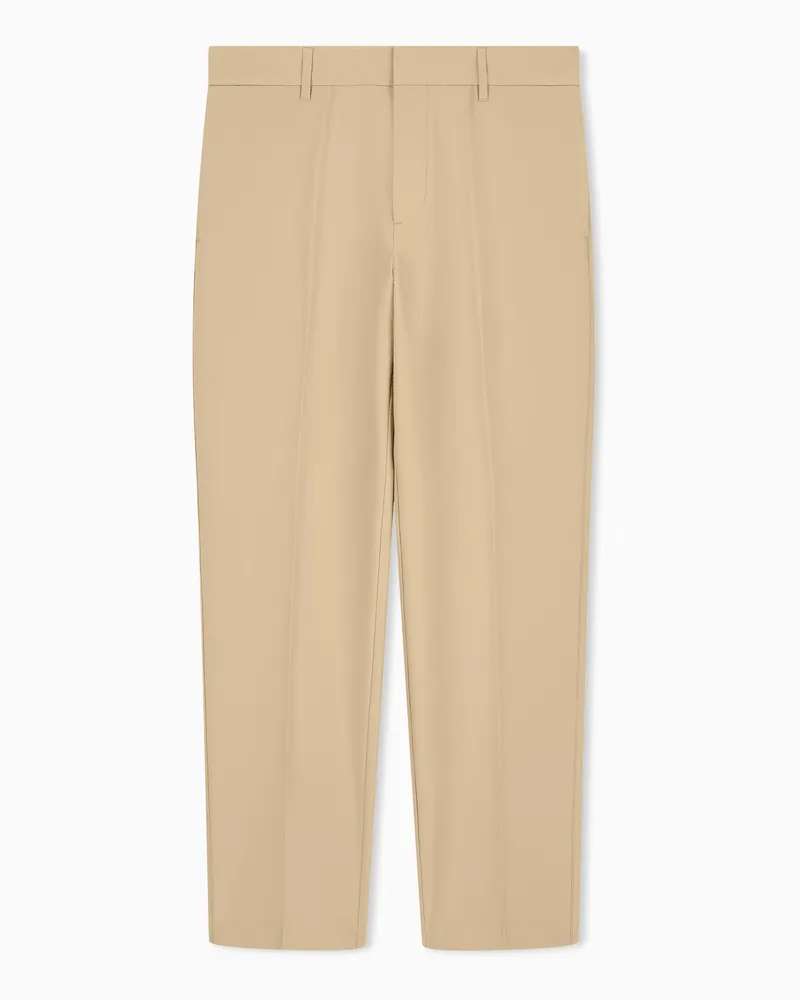 Emporio Armani Pantaloni in seersucker imbottiti in piuma Beige