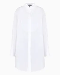 Emporio Armani OFFICIAL STORE Camicia Over Fit In Cotone Con Plastron Bianco