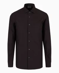 Emporio Armani OFFICIAL STORE Camicia In Cotone Con Logo Lettering Jacquard All Over Nero