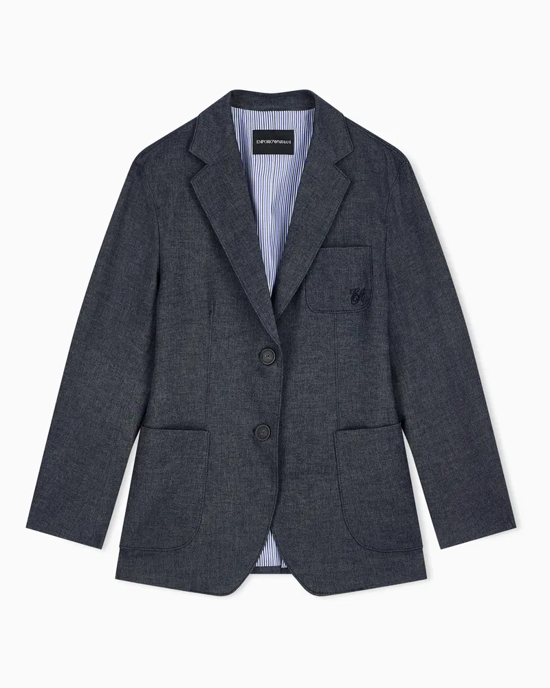 Emporio Armani Blazer misto lana effetto denim Capsule Signature Grigio