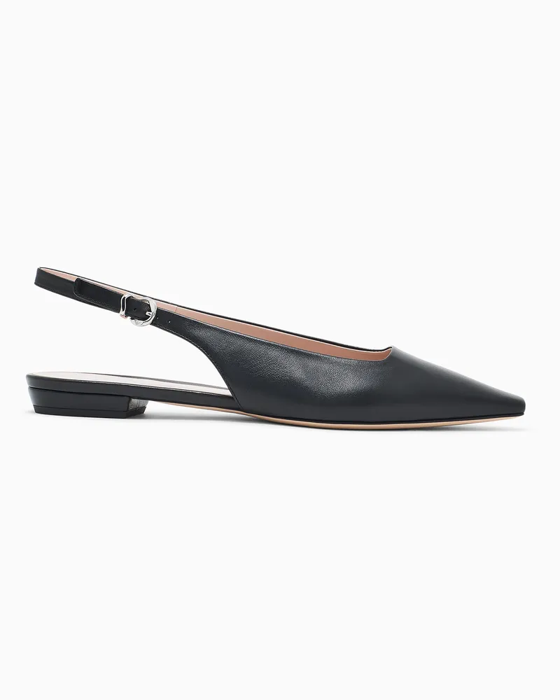 Emporio Armani Ballerine in nappa con suola in cuoio e gomma Nero