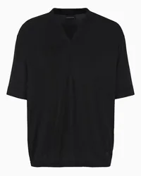 Emporio Armani OFFICIAL STORE T-shirt Scollo V Comfort Fit In Jersey Misto Lyocell Asv Nero