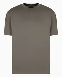 Emporio Armani OFFICIAL STORE T-shirt Con Tape Logato A Rilievo In Jersey Misto Lyocell Asv Militare