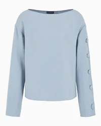 Emporio Armani OFFICIAL STORE Blusa In Tecno Cady Con Bottoni Su Manica Azzurro