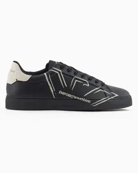 Emporio Armani OFFICIAL STORE Sneakers In Pelle Soft Con Stampa Aquila Nero