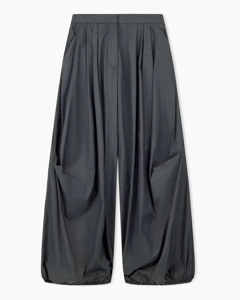 Emporio Armani Pantaloni gamba ampia in nylon leggero Grigio