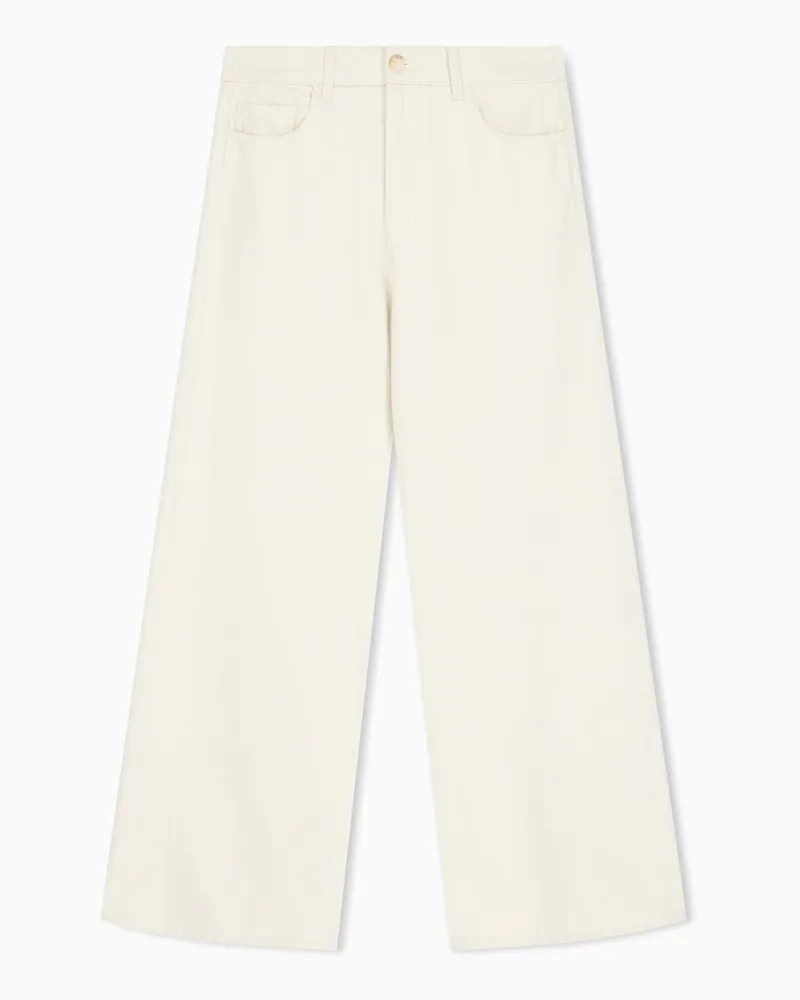 Emporio Armani Pantaloni 5 tasche regular fit in drill di cotone e viscosa Bianco