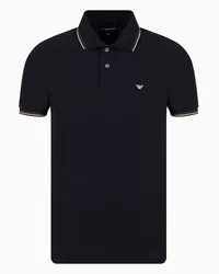 Emporio Armani OFFICIAL STORE Polo Slim Fit In Piquet Stretch Con Micro Eagle Blu