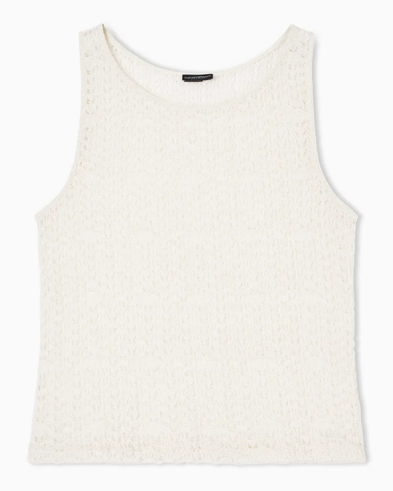 Emporio Armani Top beachwear in pizzo macramé pattern floreale Bianco
