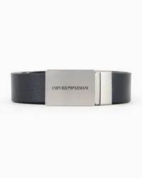 Emporio Armani OFFICIAL STORE Cintura Reversibile In Pelle Con Fibbia Logata Blu