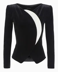 Emporio Armani OFFICIAL STORE Giacca In Jersey Di Ciniglia Con Mezza Luna In Organza Capsule Moon Nero