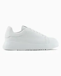 Emporio Armani OFFICIAL STORE Sneakers In Pelle Bottalata Bianco