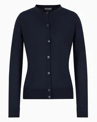 Emporio Armani OFFICIAL STORE Cardigan In Pura Lana Vergine Rasata Blu