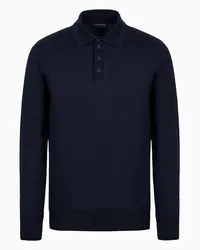 Emporio Armani OFFICIAL STORE Maglione Collo Polo In Lana Vergine Blu