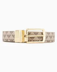 Emporio Armani OFFICIAL STORE Cintura Reversibile Bicolor Eagle All Over Beige