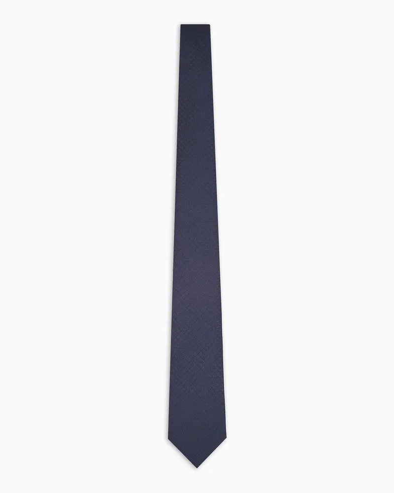 Emporio Armani Cravatta in pura seta monogram jacquard Blu