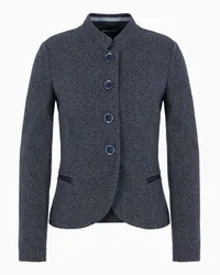 Emporio Armani OFFICIAL STORE Giacca Collo Guru In Jersey Jacquard Effetto Flanella Melange Grigio