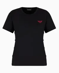 Emporio Armani OFFICIAL STORE T-shirt Con Snaps Laterali In Jersey Organico Mercerizzato Supima Asv Nero