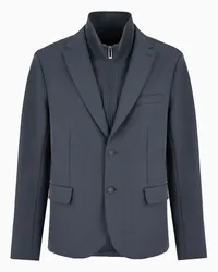 Emporio Armani OFFICIAL STORE Giacca Mononpetto Con Pettorina Full Zip Interna In Nylon Soft Hand Avio