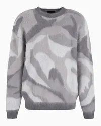 Emporio Armani OFFICIAL STORE Maglione Misto Lana Mohair Jacquard Motivo Camouflage Grigio