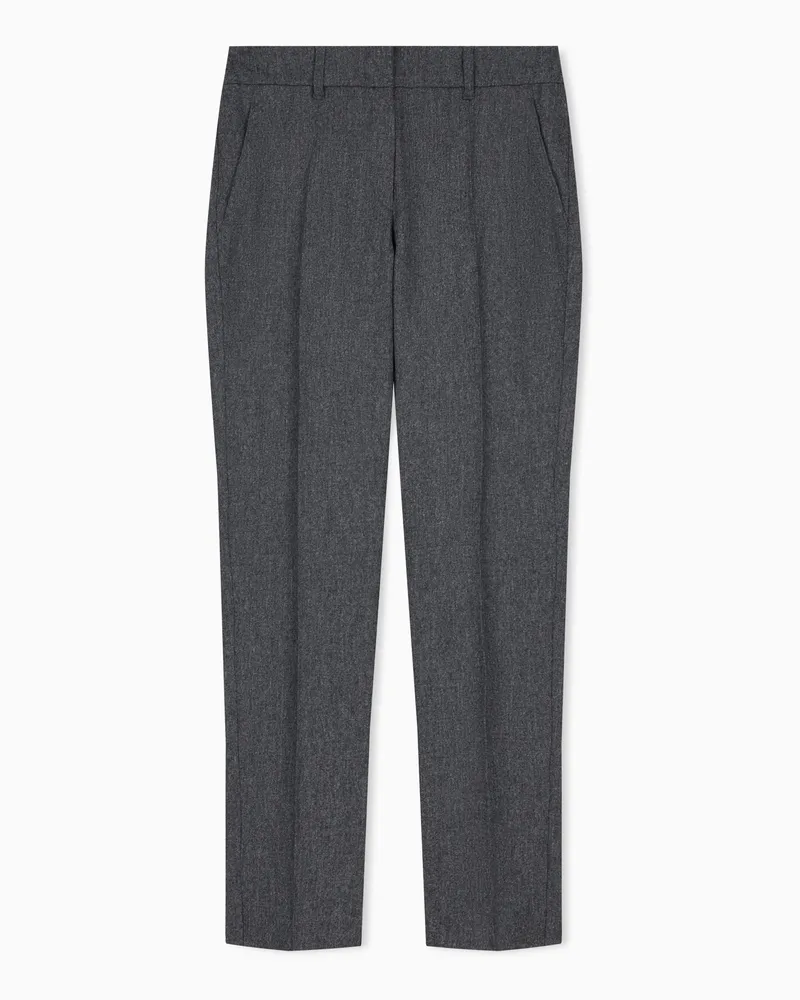 Emporio Armani Pantaloni sfoderati in flanella di lana e cashmere Grigio