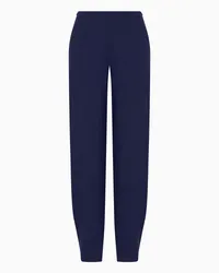 Emporio Armani OFFICIAL STORE Pantaloni In Tessuto Punto Milano Stretch Con Piega Sul Fondo Blu