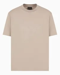 Emporio Armani OFFICIAL STORE T-shirt In Jersey Heavy Con Aquila Degradé Multitexture Beige