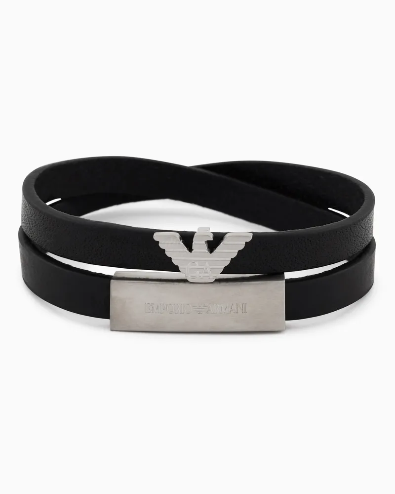 Emporio Armani Bracciale in pelle e acciaio inossidabile Multicolore