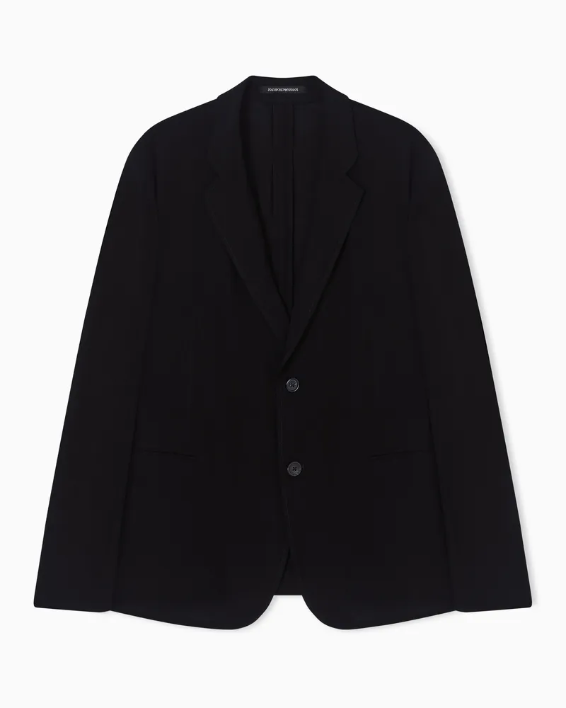Emporio Armani Giacca monopetto in tessuto crepe effetto wrinkle 3D Nero