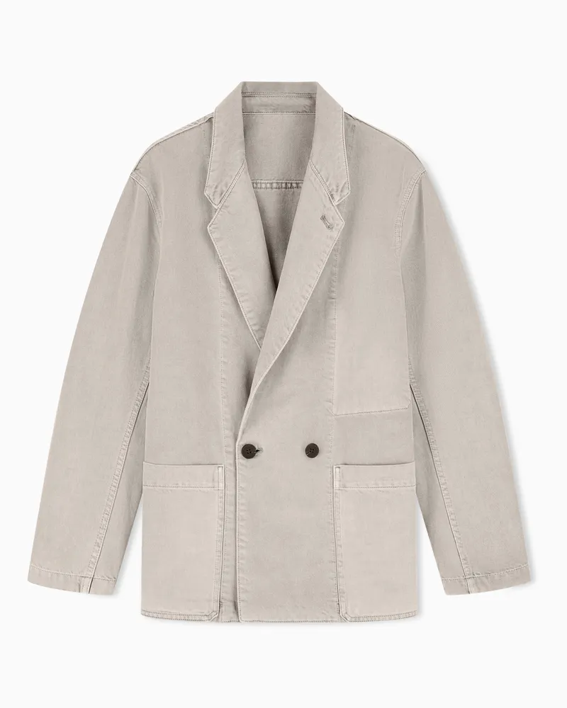 Emporio Armani Blazer doppiopetto in twill Capsule Denim Beige