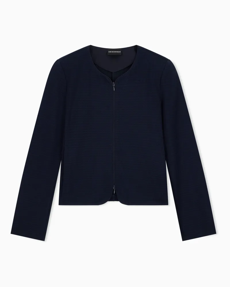 Emporio Armani Giacca in jersey jacquard di viscosa con zip invisibile Blu