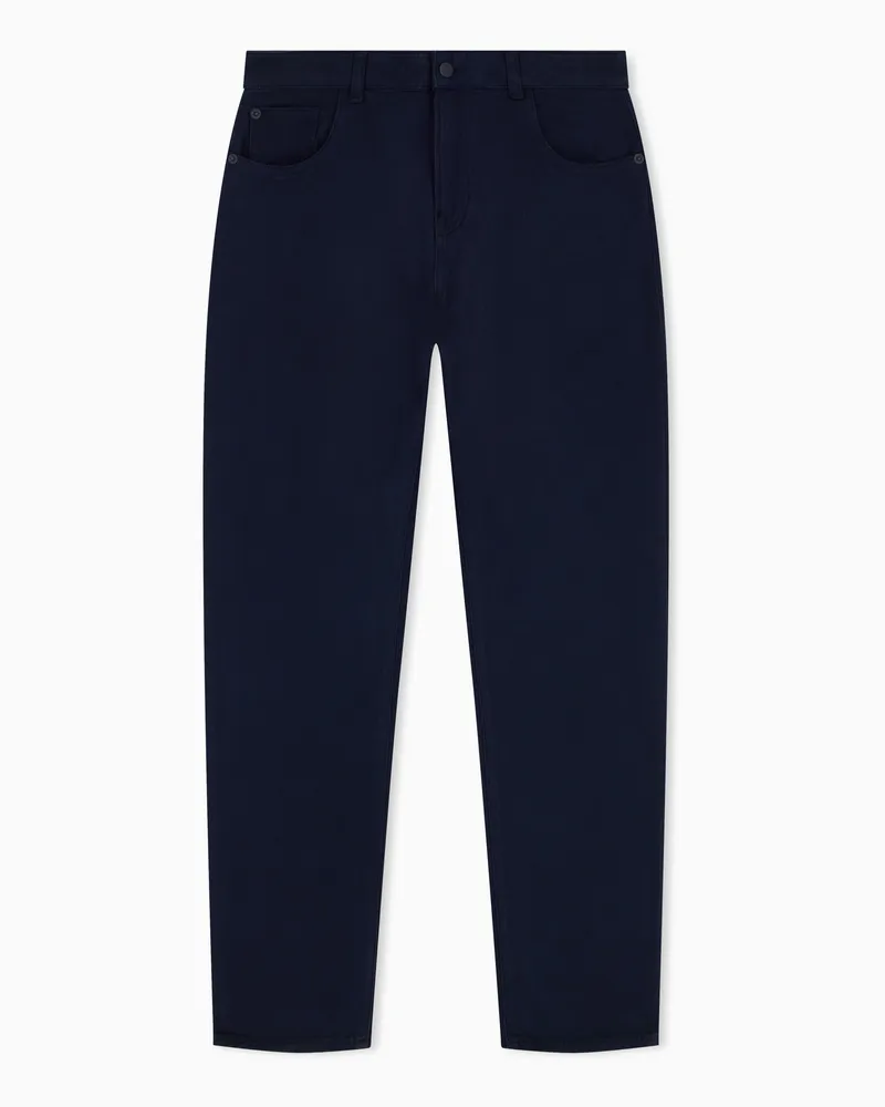 Emporio Armani Pantaloni 5 tasche slim fit in drill stretch tinti in capo Blu