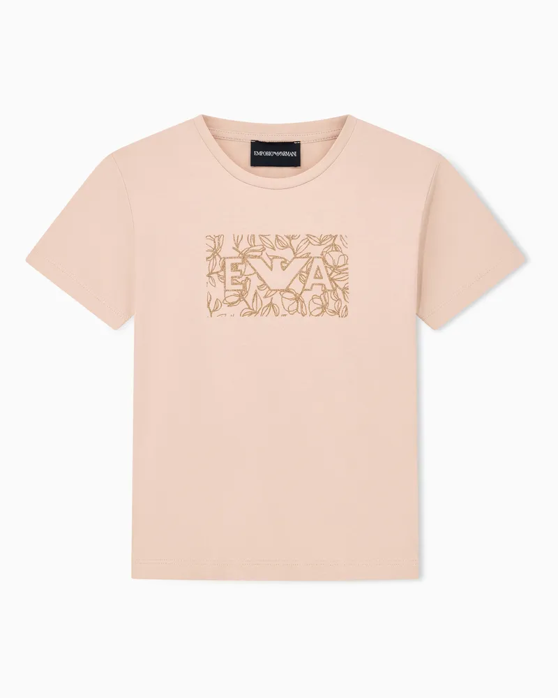 Emporio Armani T-shirt girocollo regular in jersey di cotone Rosa