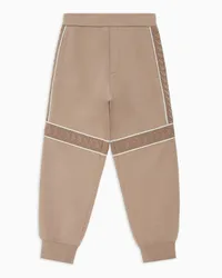 Emporio Armani OFFICIAL STORE Pantaloni Jogger Loose Fit In Double Jersey Con Tape Logo Beige