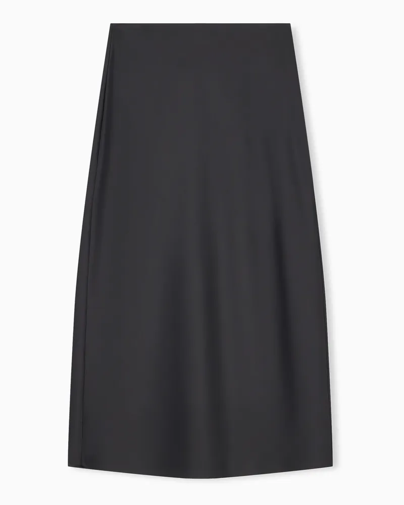 Emporio Armani Gonna sfoderata in tecno twill con zip laterale e gancino Nero