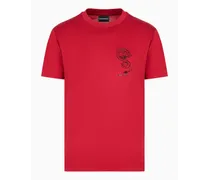 OFFICIAL STORE T-shirt In Jersey Misto Lyocell Ricamo Drago Armani Sustainability Values