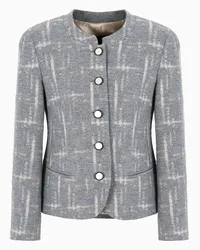 Emporio Armani OFFICIAL STORE Giacca In Misto Lana Garzata Fantasia Check Jacquard Icon Grigio