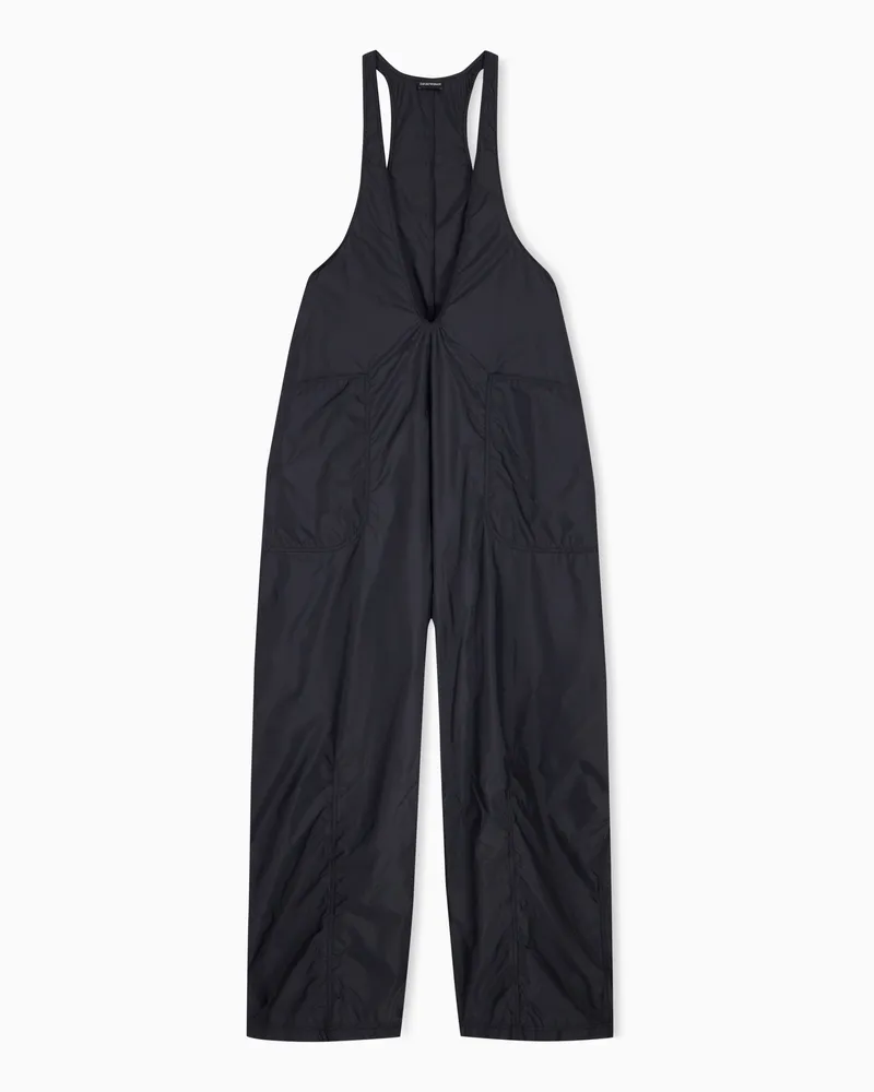 Emporio Armani Tuta con scollo V in nylon Nero