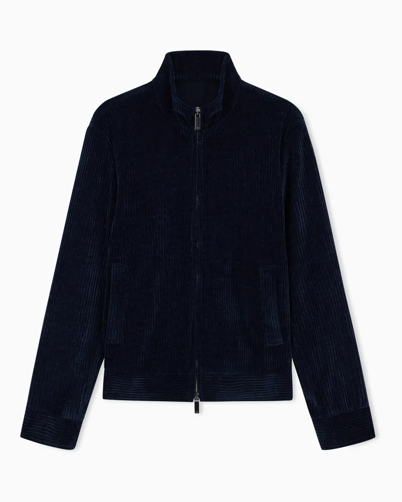 Emporio Armani Blouson full zip in ciniglia a coste Capsule Signature Blu