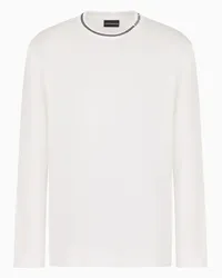 Emporio Armani OFFICIAL STORE Maglia Con Collo Logato In Jersey Misto Lyocell Asv Bianco