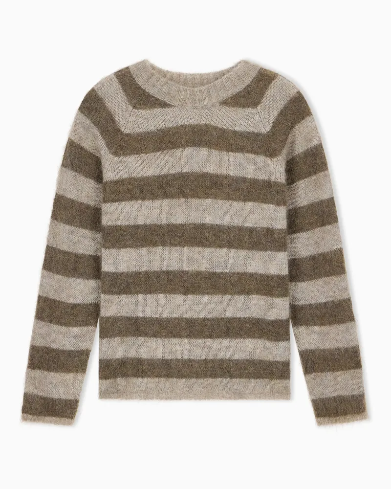 Emporio Armani Maglione in misto lana mohair a righe Marrone