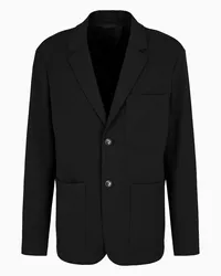 Emporio Armani OFFICIAL STORE Giacca Monopetto In Tessuto Compatto Con Finish Laniero Nero