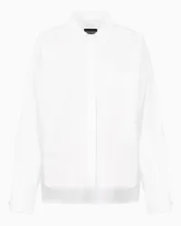 Emporio Armani OFFICIAL STORE Camicia Con Tasca A Toppa E Fondo Asimmetrico In Popeline Bianco