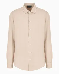 Emporio Armani OFFICIAL STORE Camicia Collo Francese In Lino Tinto Capo Beige