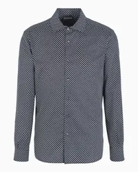 Emporio Armani OFFICIAL STORE Camicia In Cotone Con Stampa Logo All Over Nero